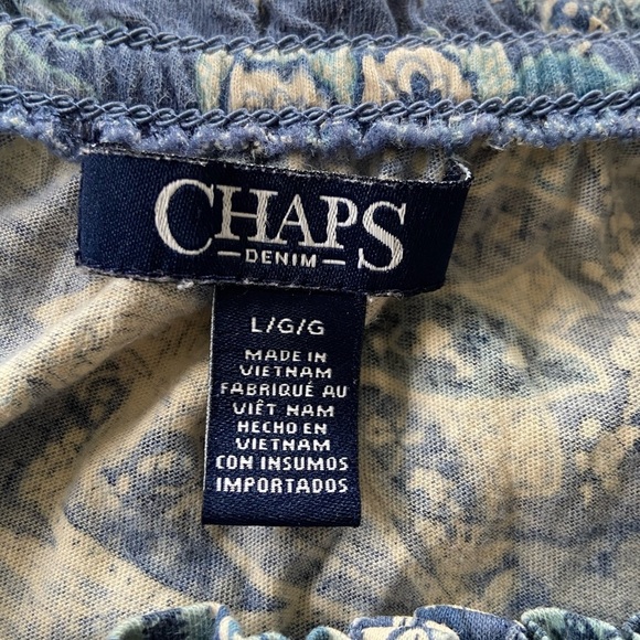 Chaps Blue and Beige Paisley Knit Top Size Large - Picture 4 of 12